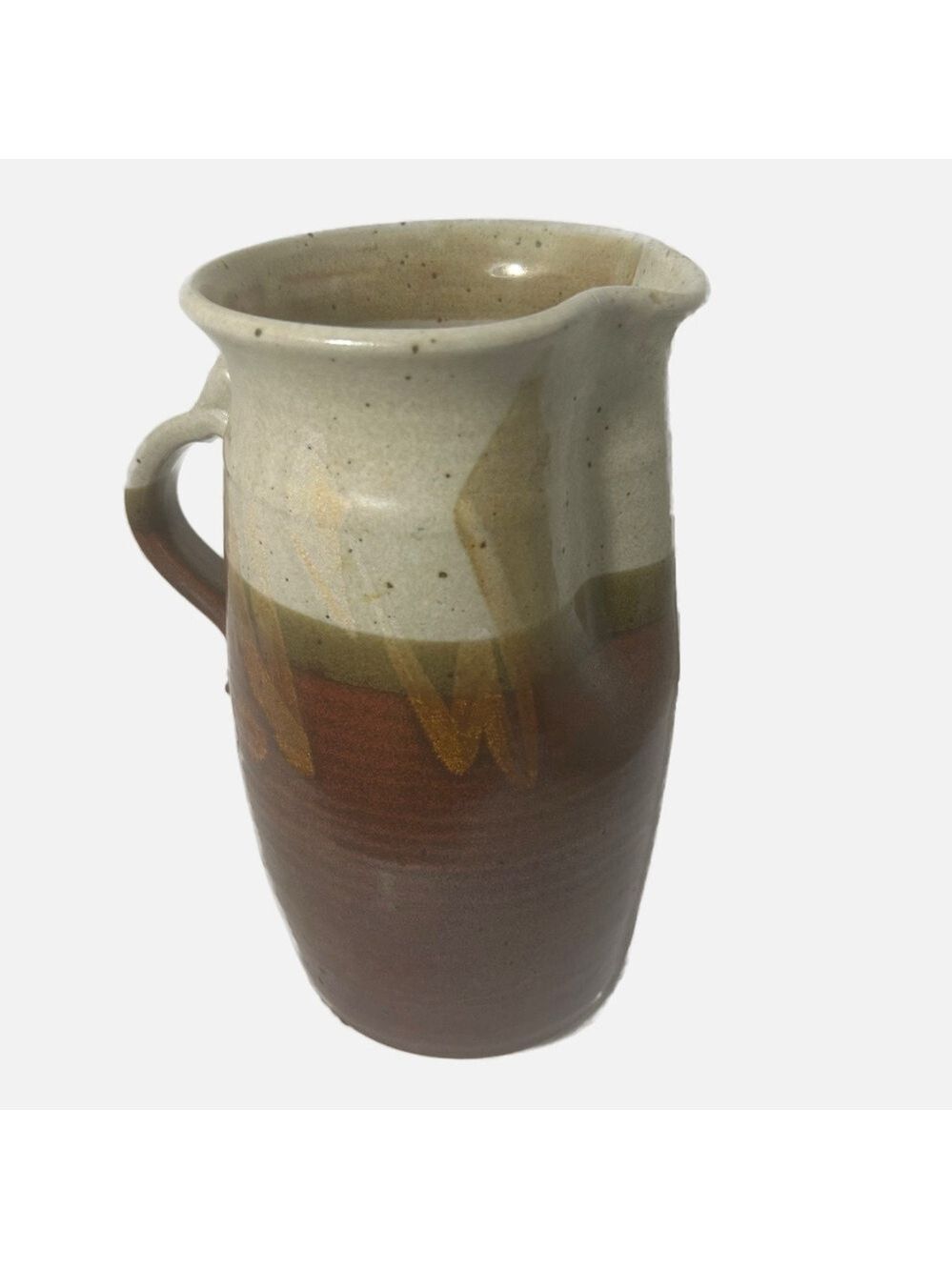 Art Pottery Ceramic Handthrown Pitcher Vase Rustic Pinched Lip Signed Kentala